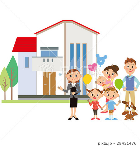 家族で家の見学のイラスト素材