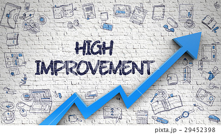 High Improvement Drawn on White Brick Wall. 3d. High Improvement Drawn on White Brick Wall. 3d. 29452398