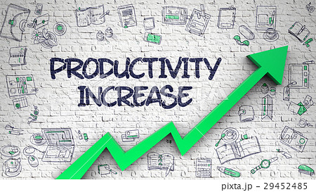 Productivity Increase Drawn on Brick Wall. 3d. 29452485