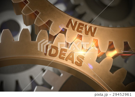 New Ideas Concept. Golden Cogwheels. 3D 29452961