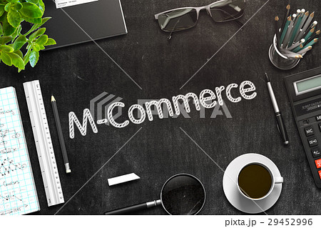 Black Chalkboard with M-Commerce Concept. 3D Black Chalkboard with M-Commerce Concept. 3D 29452996