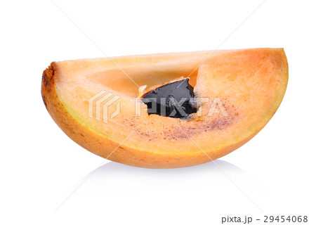 slice of fresh sapodilla fruit isolated on white  29454068