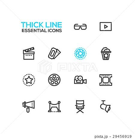 Cinema and movie line icons set 29456919