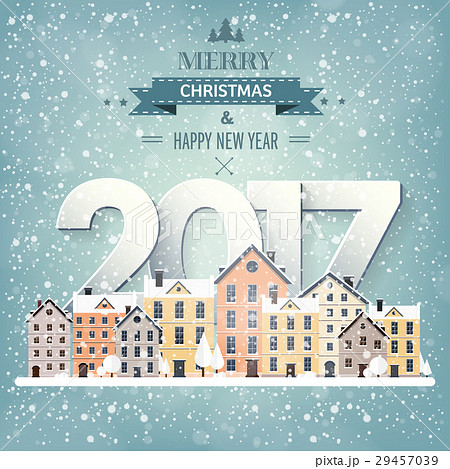 Vector illustration. Winter urban landscape. City Vector illustration. Winter urban landscape. City 29457039