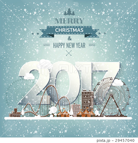 Vector illustration. Winter urban landscape. City Vector illustration. Winter urban landscape. City 29457040
