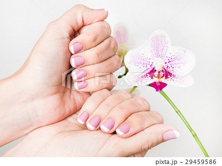 Closeup of female hands and fingers manicured 29459586
