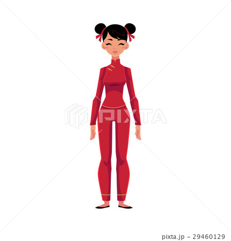 Chinese woman in national costume, red tunic and Chinese woman in national costume, red tunic and 29460129