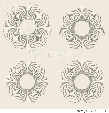 Abstract vintage line art sun bursts vector set 29460981