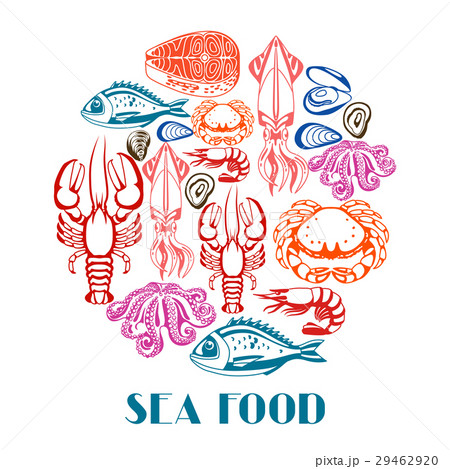 Background with various seafood. Illustration of 29462920