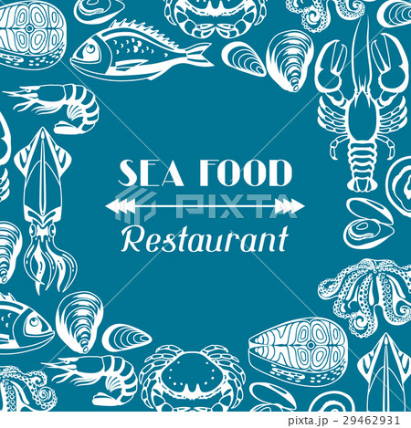 Background with various seafood. Illustration of Background with various seafood. Illustration of 29462931