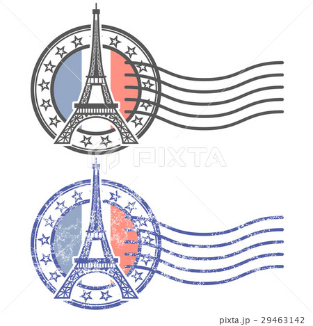 Grunge stamp with Eiffel Tower - landmark of Paris 29463142