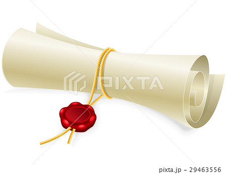 Scroll paper with seal of sealing wax 29463556