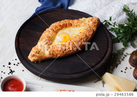 Adjara khachapuri on board a beautiful, Egg, yolk 29463586