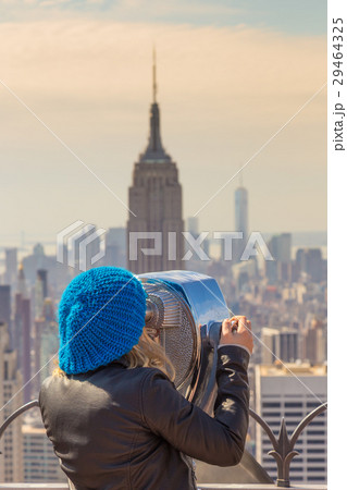 Woman enjoying in New York City panoramic view. Woman enjoying in New York City panoramic view. 29464325