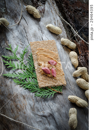Sandwich with peanut butter on the background  29464395