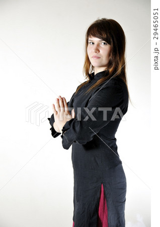 Young woman in the prayer lotus position. 29465051