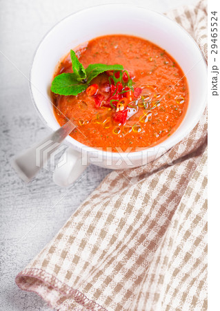 Bowl of Fresh tomato soup Gazpacho. Bowl of Fresh tomato soup Gazpacho. 29465524