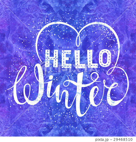 Hello winter text lettering with heart element on 29468510