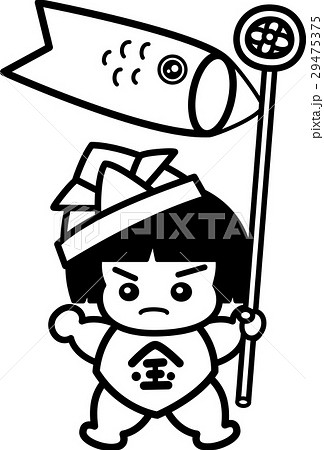 Japan Image 鯉のぼり イラスト 白黒