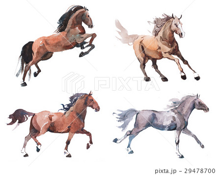 Watercolor painting of galloping horse, free 29478700