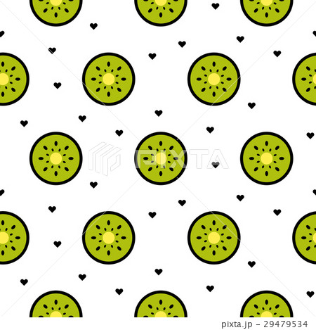 Kiwi fruit slices seamless green pattern on white. 29479534