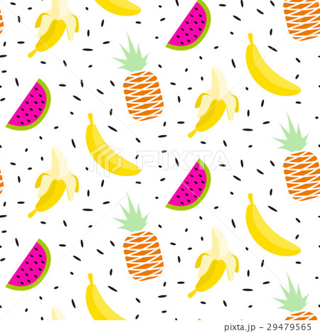 Summer fruit pattern with bananas, pineapples and Summer fruit pattern with bananas, pineapples and 29479565
