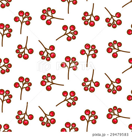 Red Currant Berry Seamless Pattern On White のイラスト素材