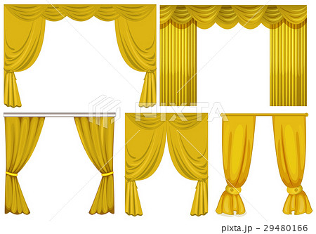 Yellow Curtains On White Backgroundのイラ, White And Yellow Curtains