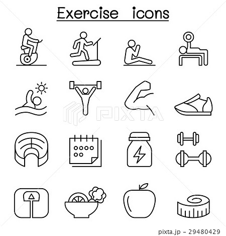Exercise icon set in thin line style - Stock Illustration [29480429] - PIXTA