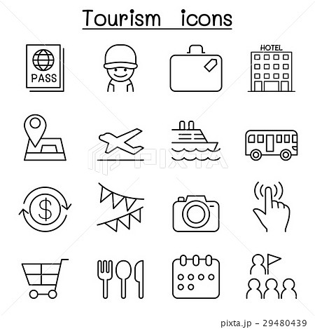 Tourist icon set in thin line style 29480439