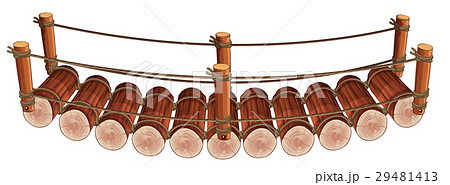 Wooden Bridge Design On White Backgroundのイラスト素材