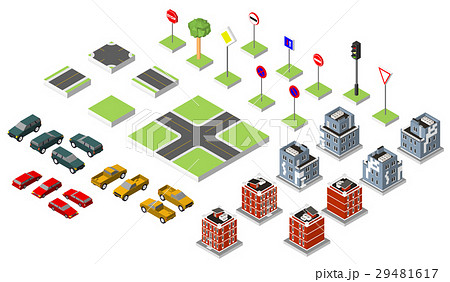 Set Isometric road and Vector Cars, Common road 29481617