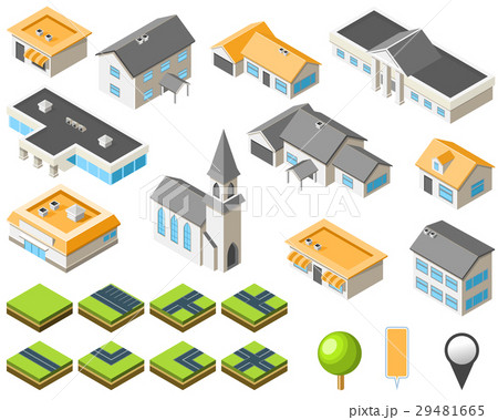 Suburban community isometric city kit Suburban community isometric city kit 29481665