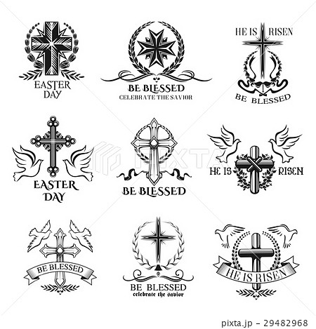 Easter holiday badge design with crucifix cross 29482968