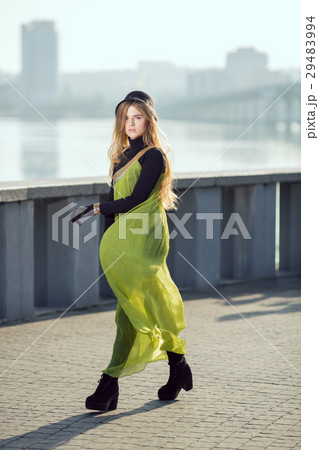 Fashion pretty young woman model in total black 29483994