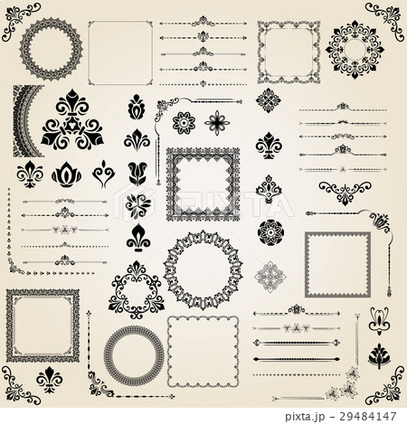 Vintage Set of Vector Horizontal, Square and Round 29484147