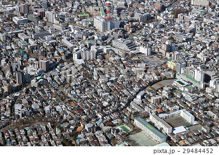 東京都目黒区目黒本町付近を空撮の写真素材