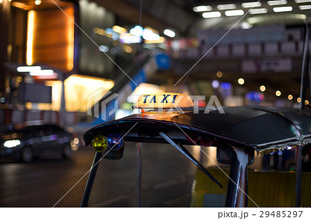 Taxi sign on famous Tuk-Tuk in Thailand 29485297