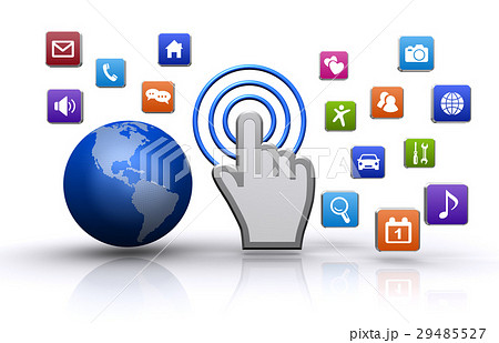 インターネットとアイコン アメリカ のイラスト素材