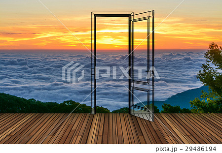 Landscape behind the opening door Landscape behind the opening door 29486194