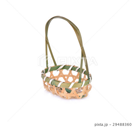 empty small bamboo basket on white background 29488360