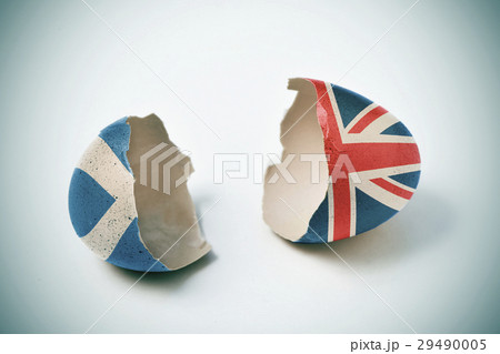 cracked eggshell with scottish and british flags 29490005