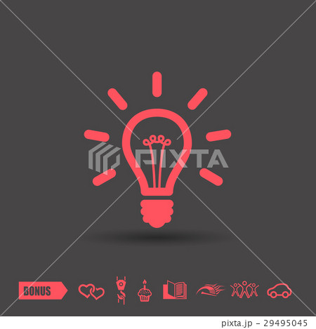 Pictograph of light bulb . Red neon color 29495045