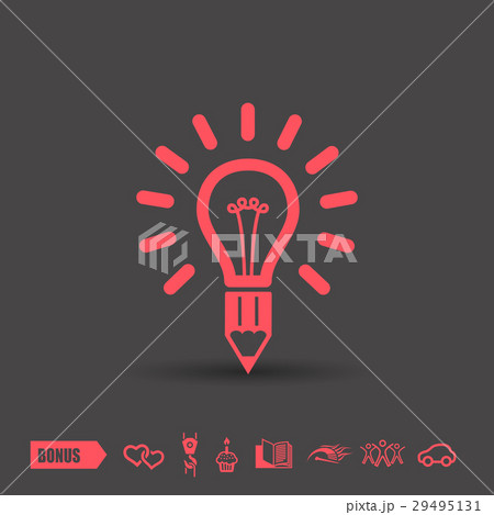 Pictograph of light bulb . Red neon color Pictograph of light bulb . Red neon color 29495131
