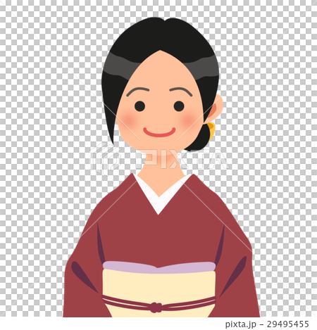 あずき色の着物を着た仲居さん 29495455