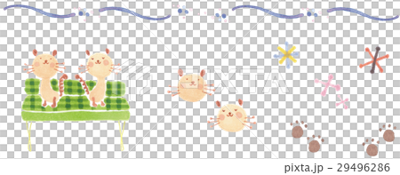 くつろいでいる猫の手描きイラストセット くつろいでいる猫の手描きイラストセット 29496286