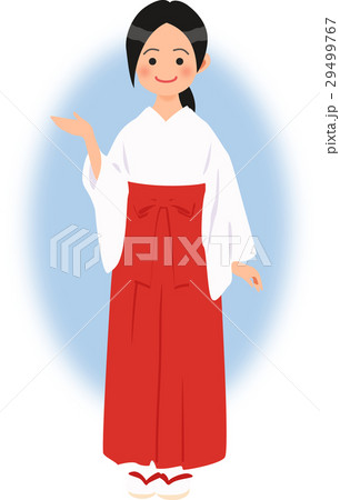 案内する巫女・青バック 29499767