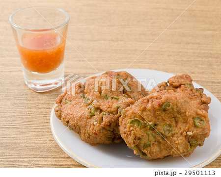 Thai Fish Cakes Served With Spicy Sauce 29501113