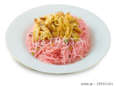 Thai Red Fried Rice Vermicelli on White Background 29501161