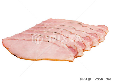 smoked pork fillet slices isolated on white 29501768